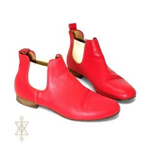 Made in Italy Genuine Leather Upper and Soles - Vibrant Red Booties